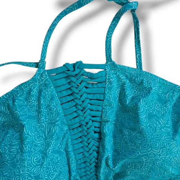 Catalina Women’s Plus Size Blue Tankini Top 3X Padded Adjustable Straps - Picture 3 of 9